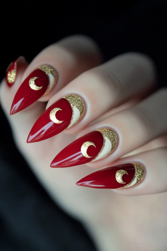 31 Red and Gold with Crescent moons