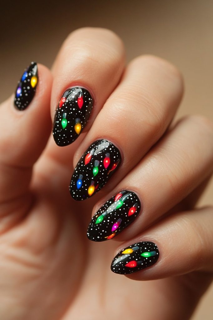 32 Black Base with Colorful Christmas Light String