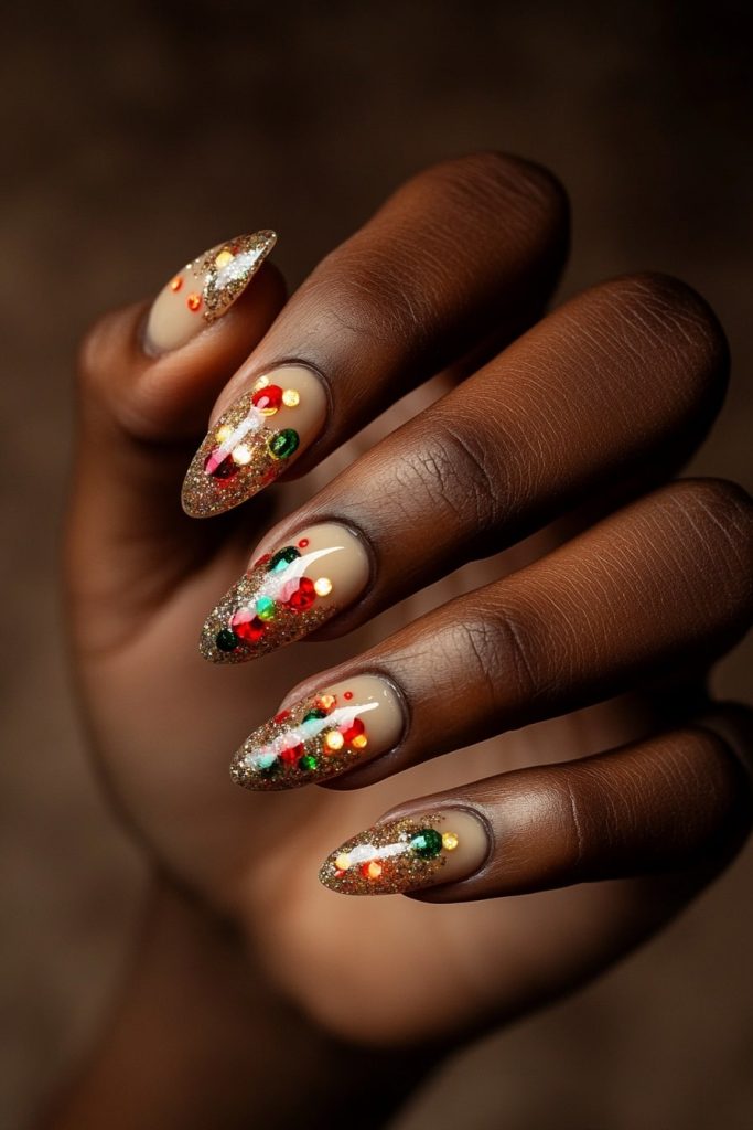 33 Nude Base with Christmas Light Bulb Accents