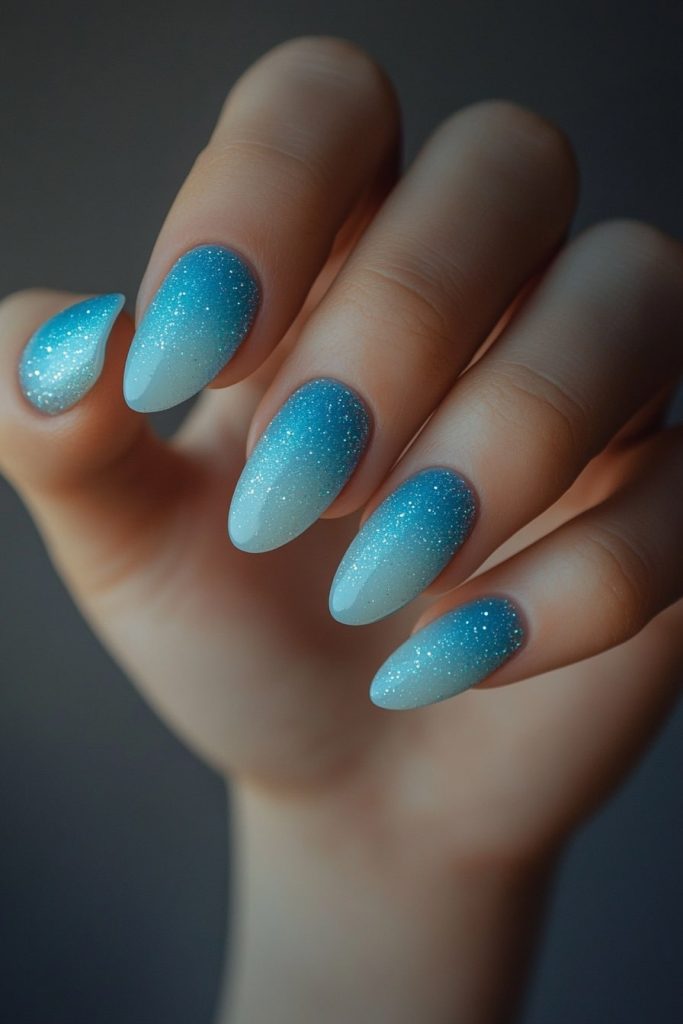 33 Sky Blue with Gradient glitter fade