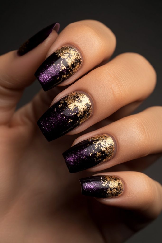 34 Deep Purple with Gold Glitter Accents
