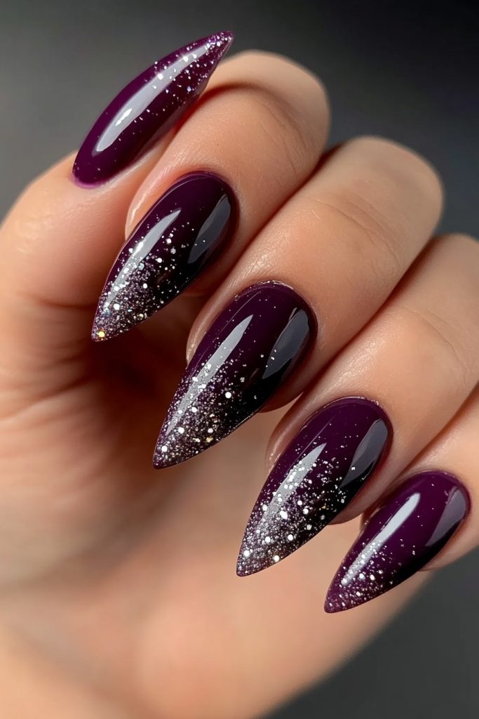 34 Deep purple with silver glitter accents