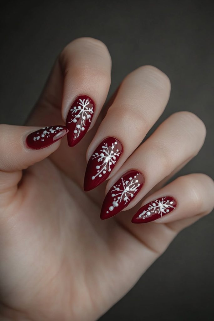 36 Cranberry Red with White Snowflake Accents