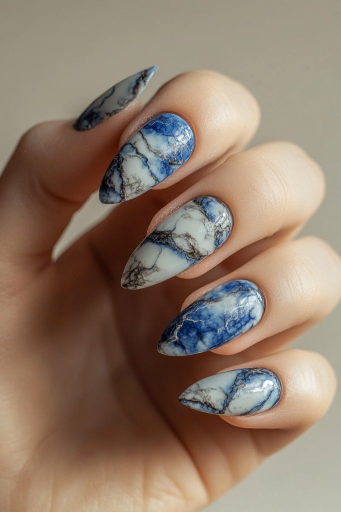 4 Blue and Gray with Marble veins