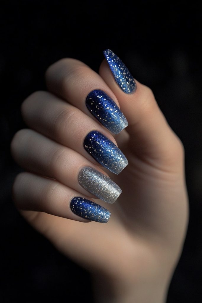 4 Blue & silver glitter gradient