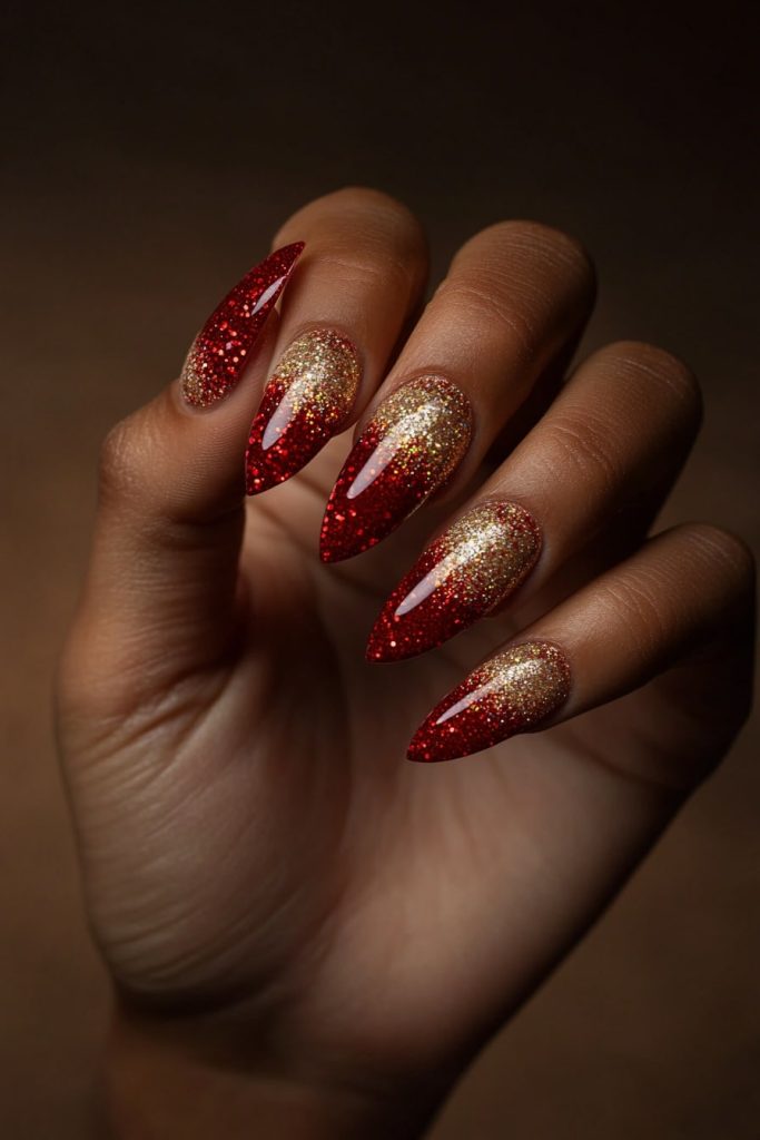 4 Red and Gold with Glitter fade