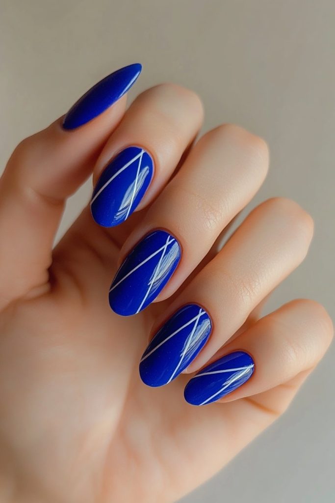 4 Royal Blue with Thin white stripes