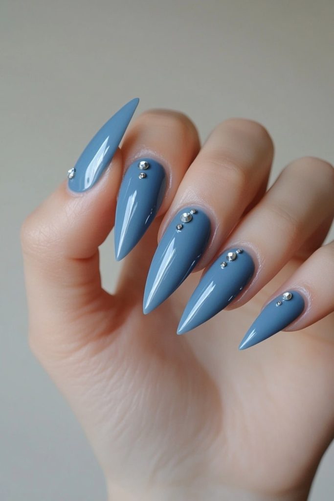 6 Denim blue with silver studs