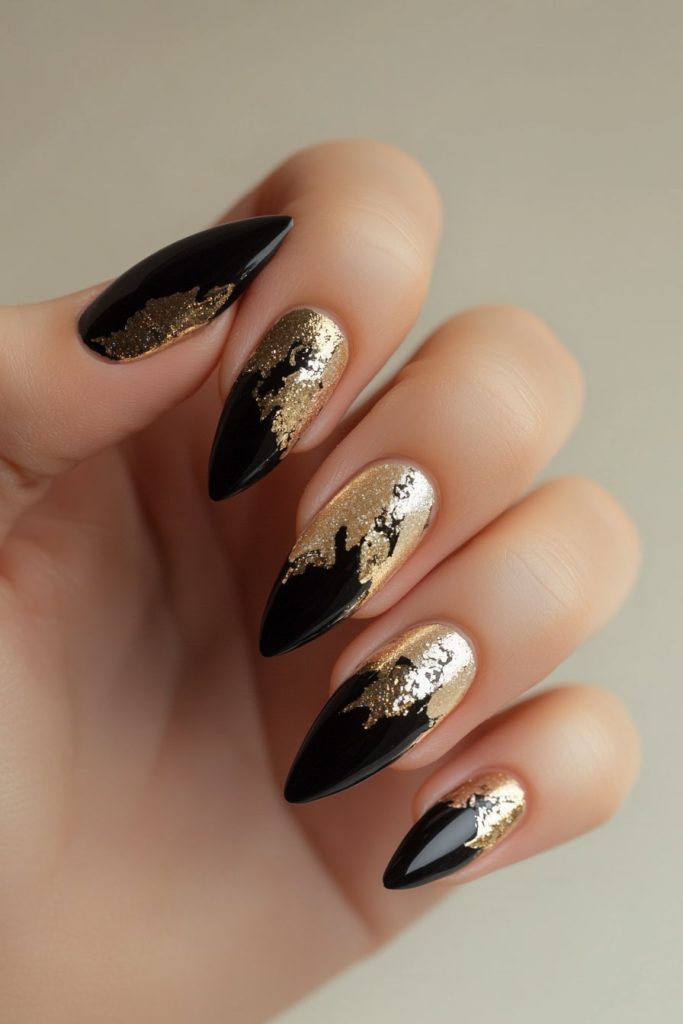 6 Gold and Silver Foil Accents on a Black Base