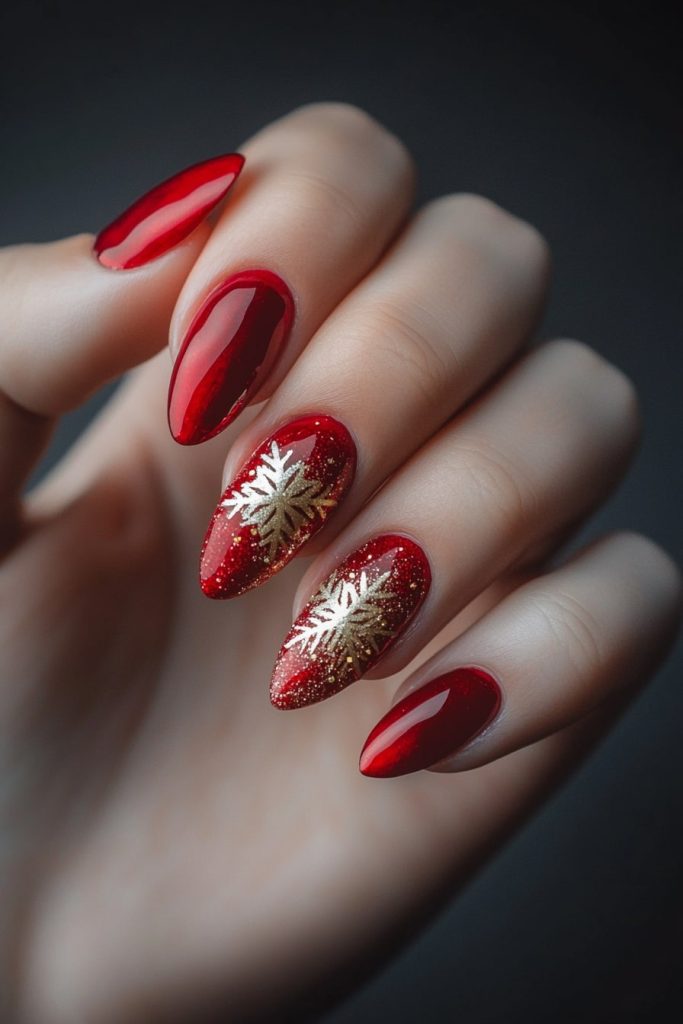 6 Red and Gold with Snowflake accents