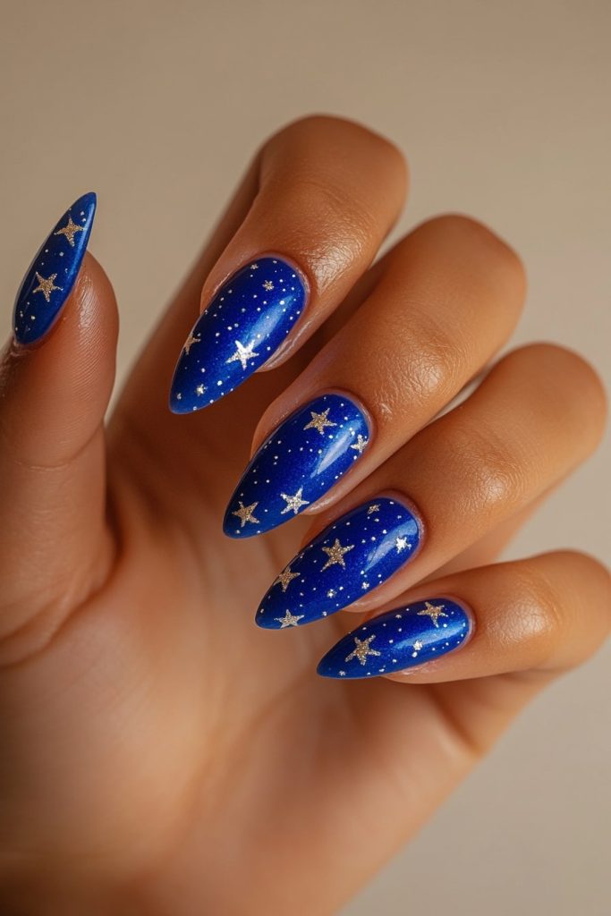 6 Royal Blue with Tiny silver stars