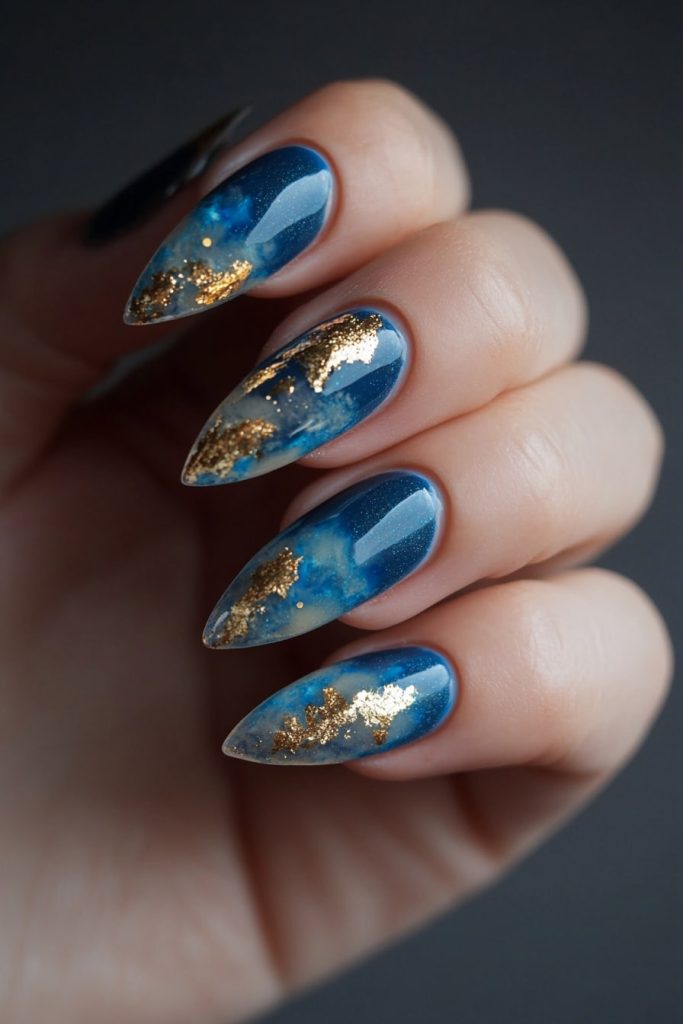 7 Blue and Gold with Gold leaf foiling