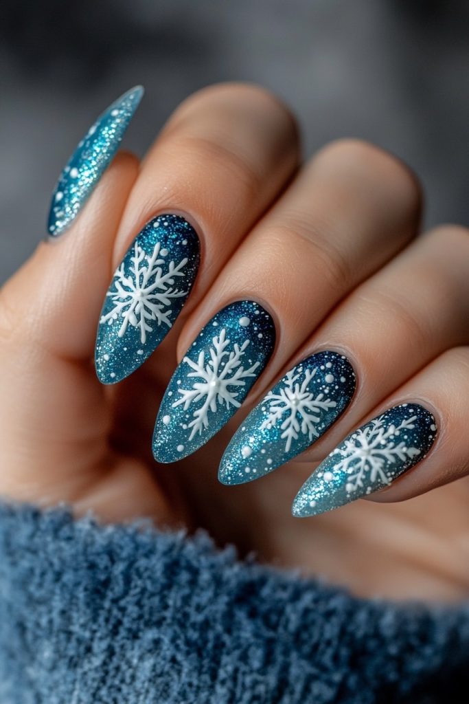 7 Icy Blue with Snowflake Accents