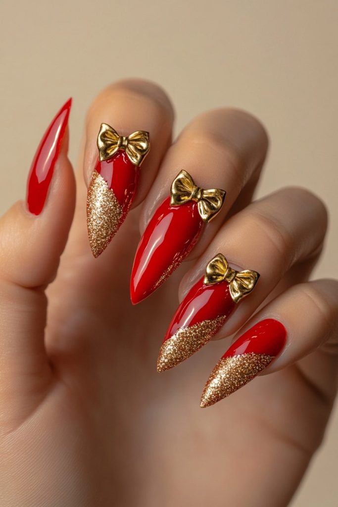 7 Red and Gold with Gold bows