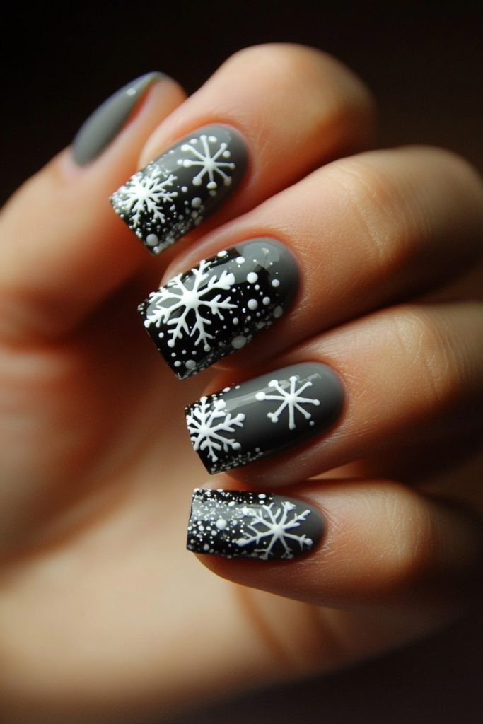 8 Gray with White Snowflake Accents