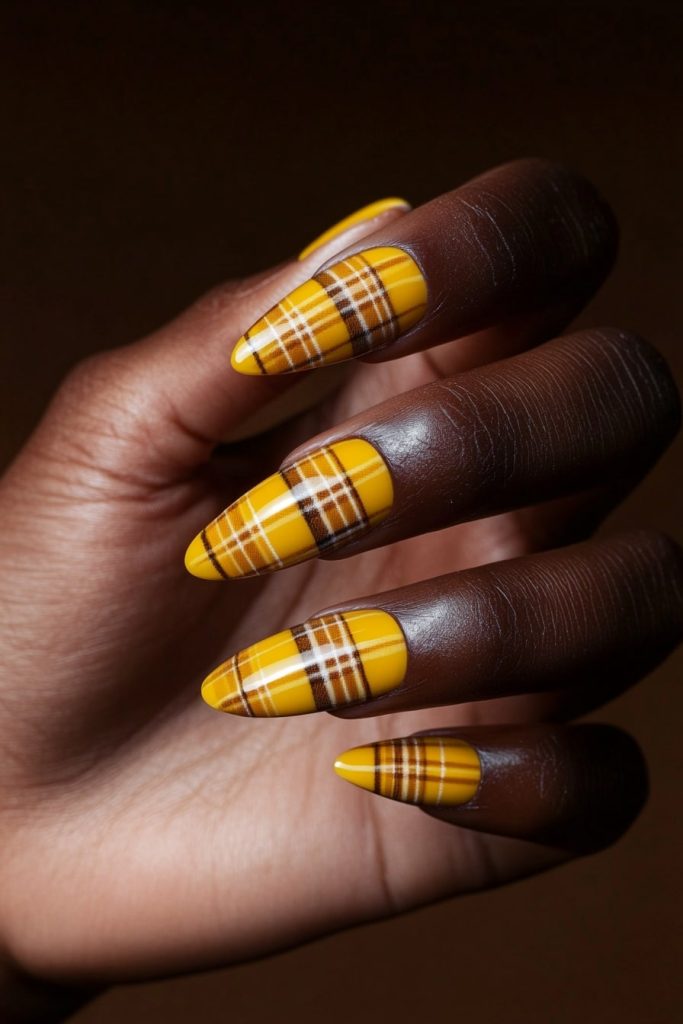 8 Mustard Yellow with Plaid Accents