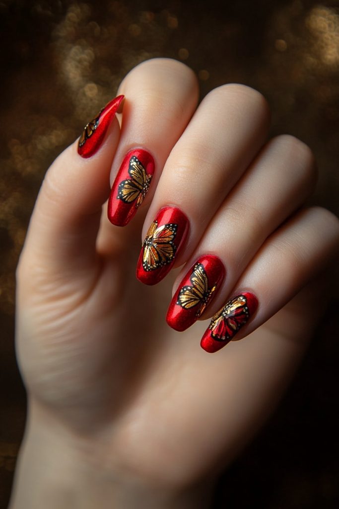 8 Red and Gold with Butterfly decals