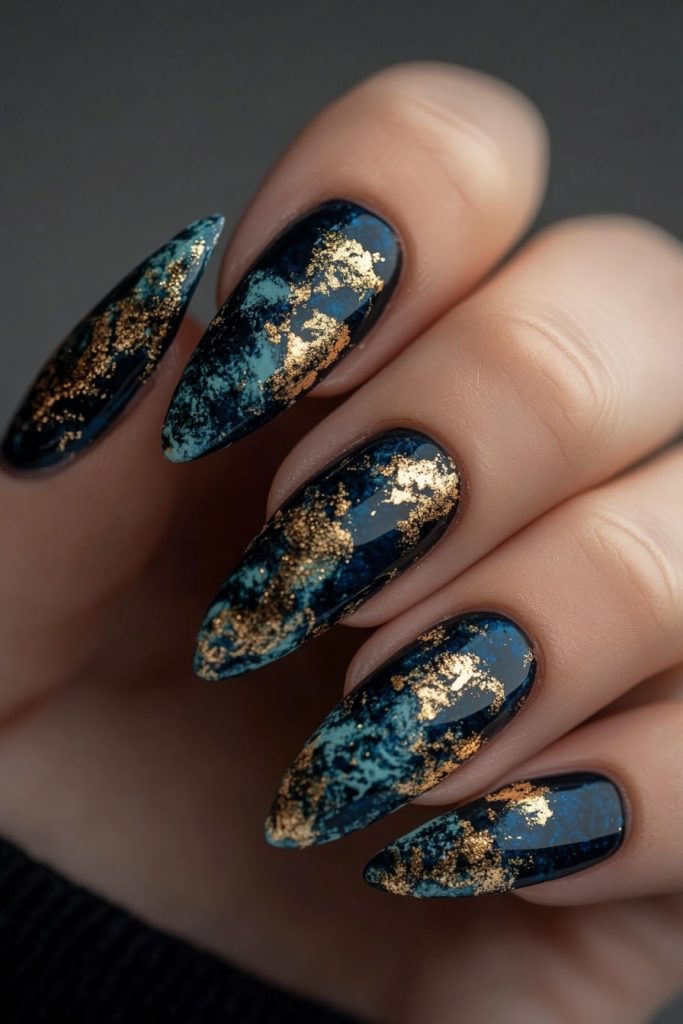 9 Blue and Gold with Gilded filigree