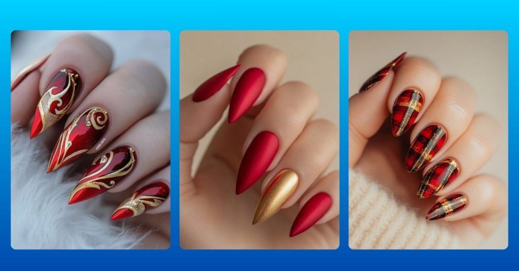 Featured Image Trendy Red and Gold Nails